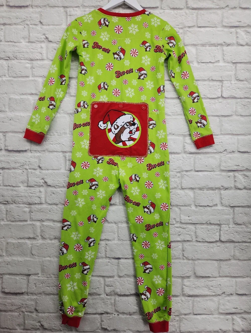 Buc-ee's Christmas Santa Beaver Holiday One Piece Pajamas Youth Large YL